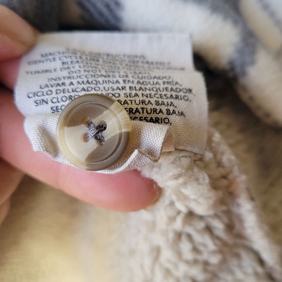 Sage Women S/CH Plaid Super Plush Sherpa Lined Fleece Shirt Jacket White Gray - Picture 11 of 13